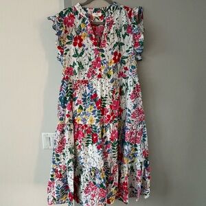 Floral Ruffle Sleeve Dress